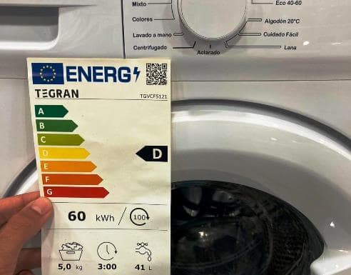 Eficiencia energética de la lavadora Tegran